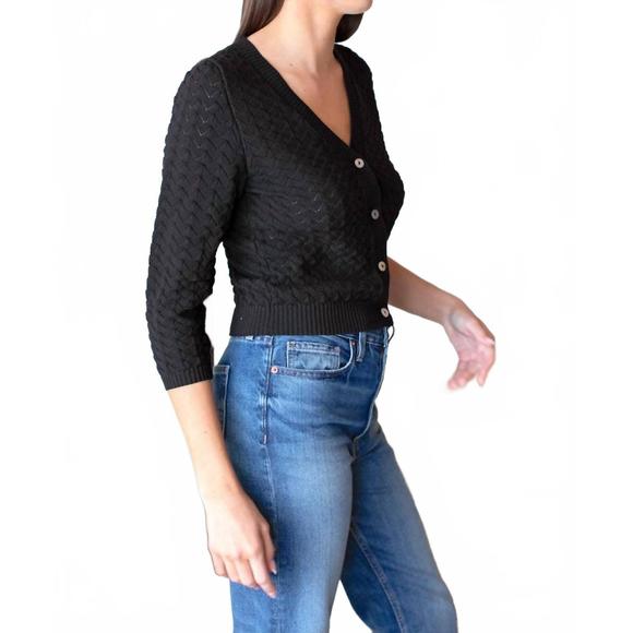 NEW EMERSON FRY astrid bracelet length sleeve cardigan in black - Picture 3 of 4